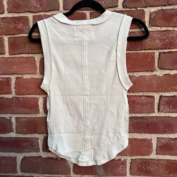 Free People We The Free Kate Ribbed stretch Tank top in ivory XS NEW - Picture 9 of 9